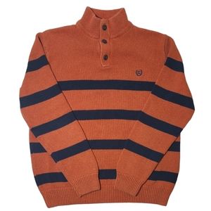 Men's Chaps Mock Neck Button Top Striped Sweater